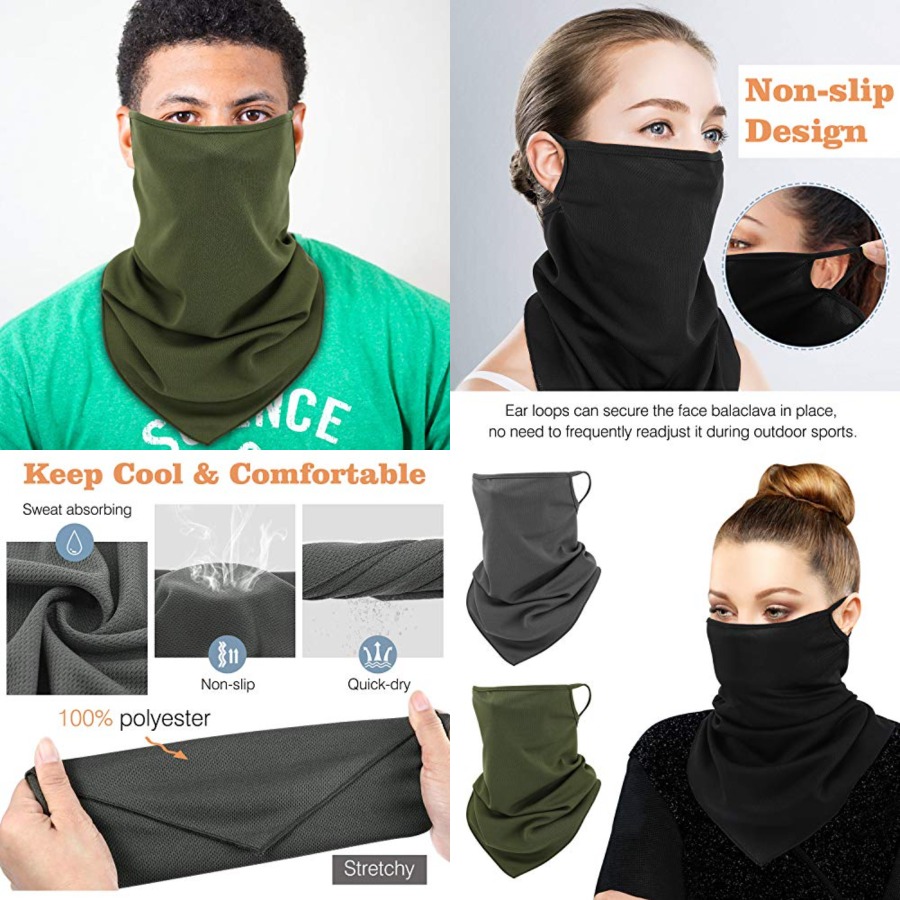 Black Face Mask Pack - Scarf Mask Bandana with Ear Loops