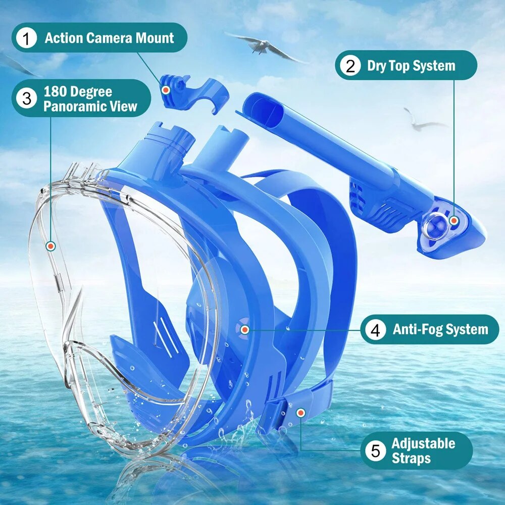 Underwater Snorkeling Full Fac - Anti Pollution Mask 评论和价格