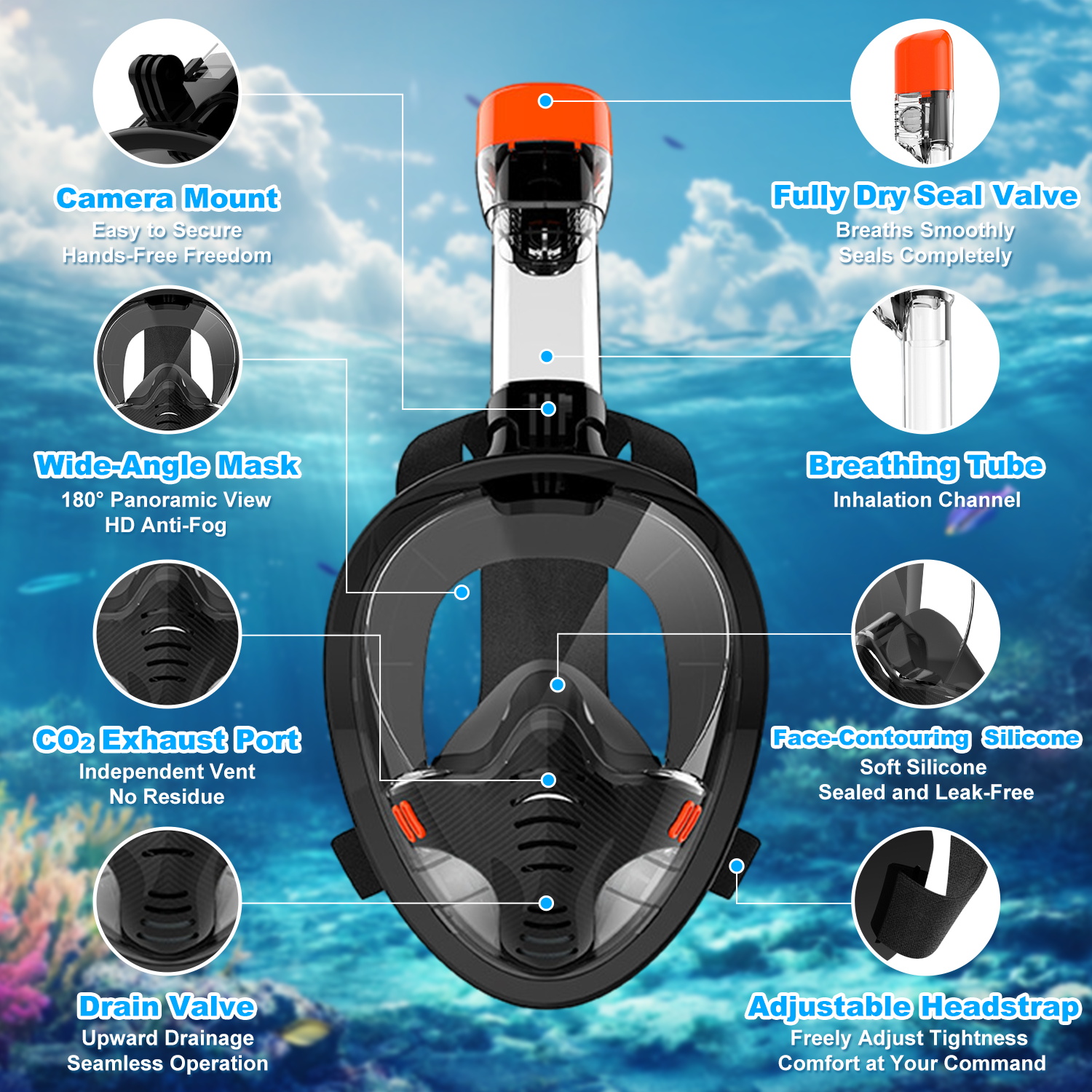 Underwater Scuba Anti Fog Full - Anti Pollution Mask 评论和价格