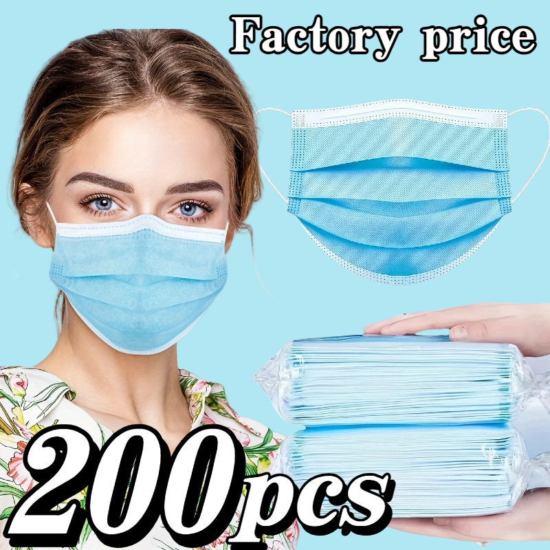 200Pcs Thickened Blue Disposab - Disposable Mask Blue 评论和价格