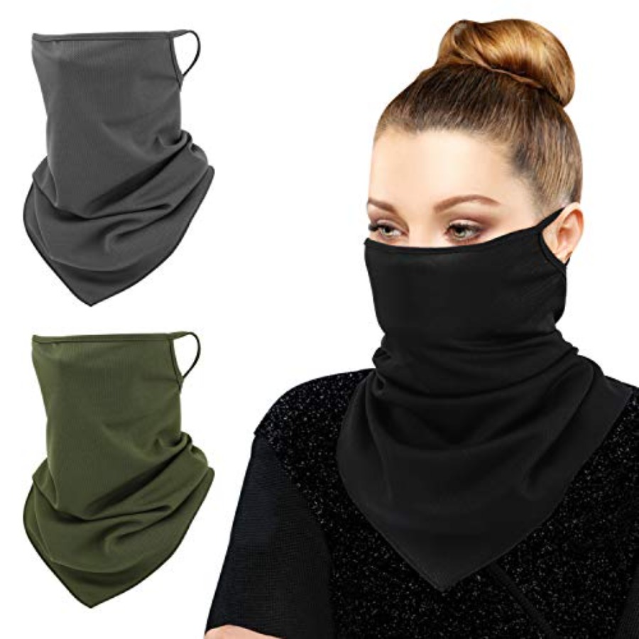 Scarf Mask Bandana with Ear Lo - Black Face Mask Pack 评论和价格