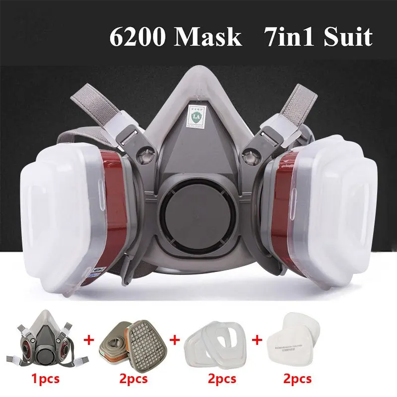 6200 7 in1 Gas Mask Gas-Proof  - Respirator Half Face 评论和价格