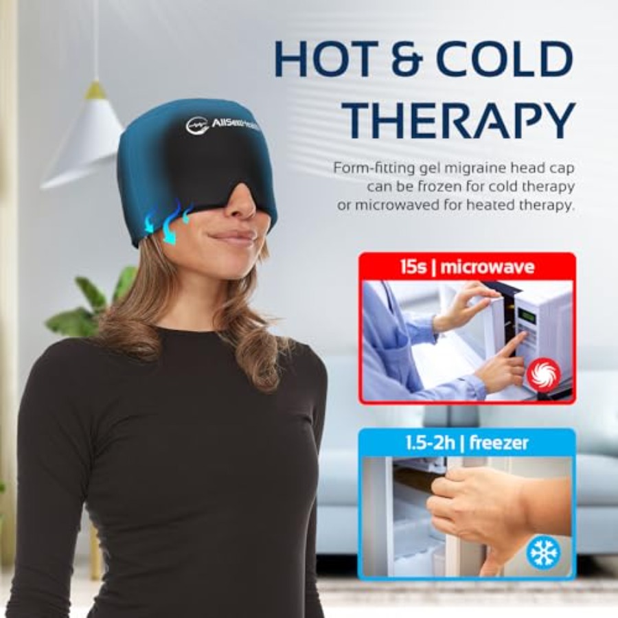 Migraine Relief Cap Ice Head W - Black Face Mask Pack 评论和价格