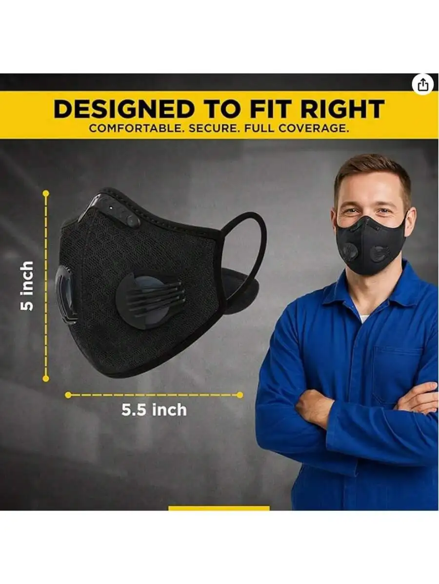2-Pack Reusable Half Face Mask - Black Face Mask Pack 评论和价格